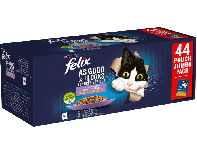Felix Le ghiottonerie Multipack Gatto con Pollo, Manzo, Salmone e Tonno 44x85g Felix Le ghiottonerie Multipack Gatto con Pollo, Manzo, Salmone e Tonno 44x85g
